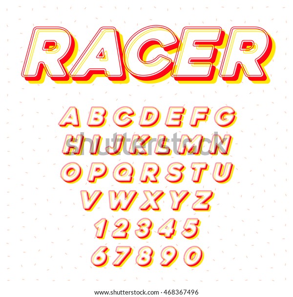 Vector Speed Racing Sport Italic Font with\
Letters and Numbers