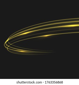 Vector speed ray light tracing effect. Glowing magic fire line