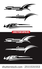 Vector speed stripes pattern sticker label on black background for vehicles,moto boat,sportswear,sports car,race EPS 10