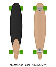 Vector speedboard longboard isolated on white background.Longboard illustration from skateboard and longboard collection.