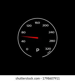 vector speedometer km/h. made in flat style. Black background. stylish simple design. EPS10