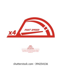 Vector speedometer scale. Concept of speed and acceleration. Vector element of graphic design