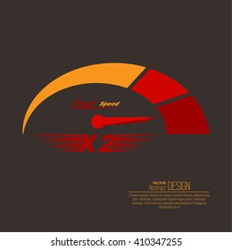Vector speedometer scale. Concept of speed and acceleration. Vector element of graphic design