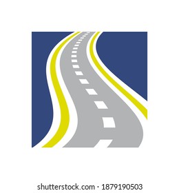 Combinación de logotipo de la pista de vectores. Carretera y símbolo de carretera curvada.