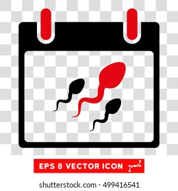 Vector Sperm Calendar Day EPS vector pictograph. Illustration style is flat iconic bicolor intensive red and black symbol on a transparent background.