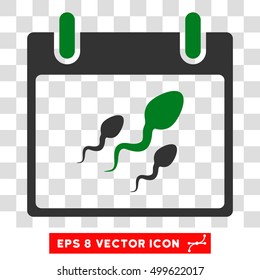 Vector Sperm Calendar Day EPS vector pictograph. Illustration style is flat iconic bicolor green and gray symbol on a transparent background.