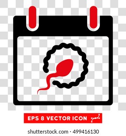 Vector Sperm Insemination Calendar Day EPS vector icon. Illustration style is flat iconic bicolor intensive red and black symbol on a transparent background.