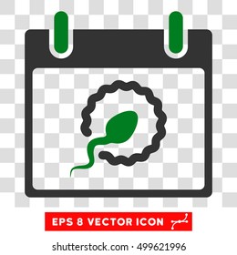 Vector Sperm Insemination Calendar Day EPS vector pictogram. Illustration style is flat iconic bicolor green and gray symbol on a transparent background.