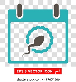 Vector Sperm Insemination Calendar Day EPS vector pictogram. Illustration style is flat iconic bicolor grey and cyan symbol on a transparent background.