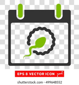 Vector Sperm Insemination Calendar Day EPS vector pictograph. Illustration style is flat iconic bicolor eco green and gray symbol on a transparent background.