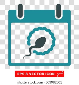 Vector Sperm Insemination Calendar Day EPS vector pictogram. Illustration style is flat iconic bicolor soft blue symbol on a transparent background.