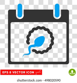 Vector Sperm Insemination Calendar Page EPS vector pictograph. Illustration style is flat iconic bicolor blue and gray symbol on a transparent background.