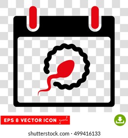 Vector Sperm Insemination Calendar Page EPS vector icon. Illustration style is flat iconic bicolor intensive red and black symbol on a transparent background.