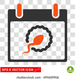 Vector Sperm Insemination Calendar Page EPS vector pictograph. Illustration style is flat iconic bicolor orange and gray symbol on a transparent background.