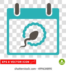 Vector Sperm Insemination Calendar Page EPS vector icon. Illustration style is flat iconic bicolor grey and cyan symbol on a transparent background.
