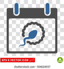 Vector Sperm Insemination Calendar Page EPS vector icon. Illustration style is flat iconic bicolor cobalt and gray symbol on a transparent background.