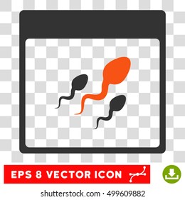 Vector Spermatozoids Calendar Page EPS vector pictogram. Illustration style is flat iconic bicolor orange and gray symbol on a transparent background.
