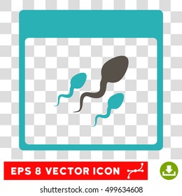 Vector Spermatozoids Calendar Page EPS vector icon. Illustration style is flat iconic bicolor grey and cyan symbol on a transparent background.
