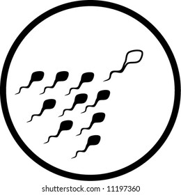 Vector spermatozoon icon. Black and white. Simply change. In my portfolio there is version 4 in 1.