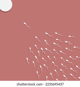 Vector spermatozoon semen, floating to ovule
