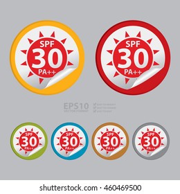 Vector : SPF 30 PA++ Infographics Icon on Circle Peeling Sticker 