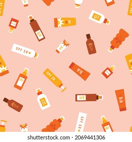 Cosméticos vectores spf, hojas de palma patrón sin fisuras