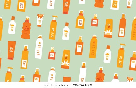 Vector spf sunscreen cosmetics seamless pattern