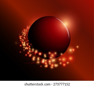 Vector sphere background covered with sparkles on brown background