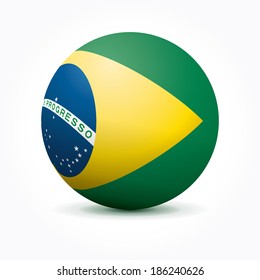 Vector sphere with Brazilian flag.