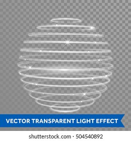 Vector sphere circles light train effect. Glowing atom structure with magic neon ring trace. Glitter sparkle swirl trail effect on transparent background