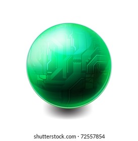 Vector sphere with circuit pattern, isolated on white background. eps10