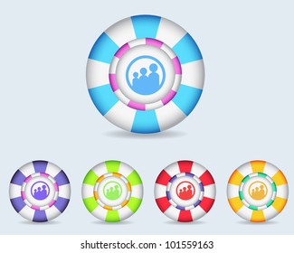 Vector Sphere Family Icon/Button and multicolored