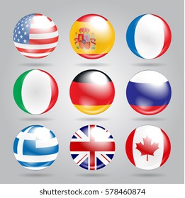 Vector Sphere Flags Set