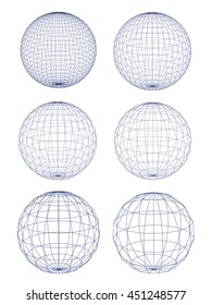 vector sphere grid shape on white background.
