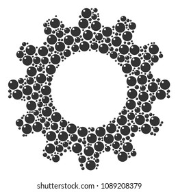 Vector sphere icons are grouped into cog mosaic. Service design concept constructed of sphere objects.