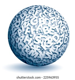 Vector sphere of letters with word 'ALPHABET'. Eps10. Transparency used. CMYK. Global colors. Gradients used.