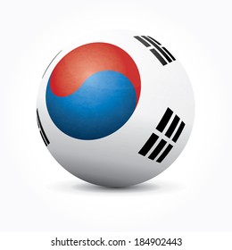 Vector sphere with South Korean flag.