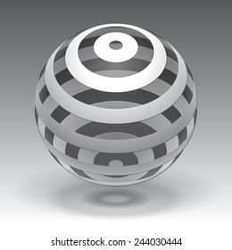 Vector sphere striped volume form, abstract form