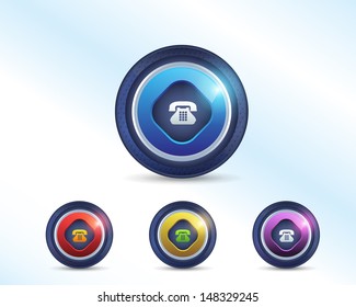 Vector Sphere Telephone Icon/Button