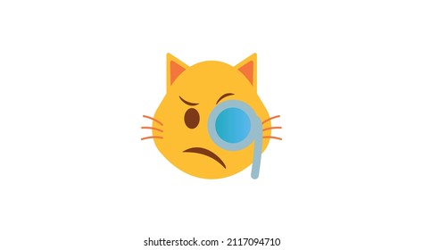 Vector Sphinx Cat Vintage. Cat face with Monocle emoji