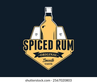 Vector spiced rum logo isolated on a dark background