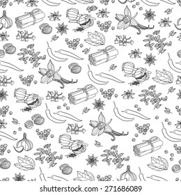 Vector Spices Pattern. Spices Seamless Background