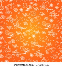 Vector spices pattern. Spices seamless background