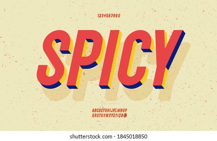 Vector spicy font slanted 3d color style modern typography for infographics, motion graphics, video, promotion, decoration, logotype, party poster, t shirt, book, animation, game, printing. 10 eps