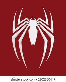 vector spider animal icon symbol sign white red background isolated logo template