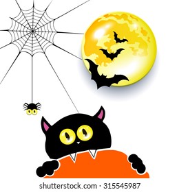 vector spider halloween moon illustration cat cartoon