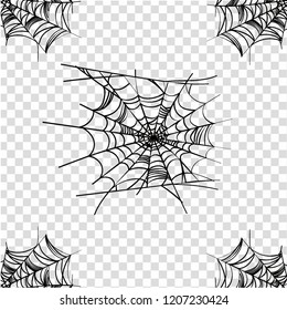 Vector Spider halloween spiderweb scary horror clipart isolated on transparent background. Template design. Vector illustrations