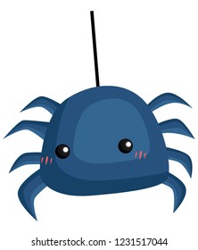 a vector of a spider hanging down from a web