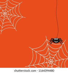 Vector spider and net. Halloween set. Banner for Halloween. Cartoon spider. Cobweb. Spider's web. 