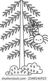  a vector of a spider in a tree in black and white coloring